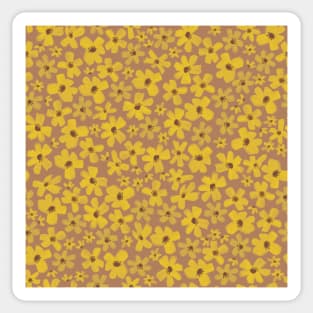 Bohemian little flowers brown yellow Sticker